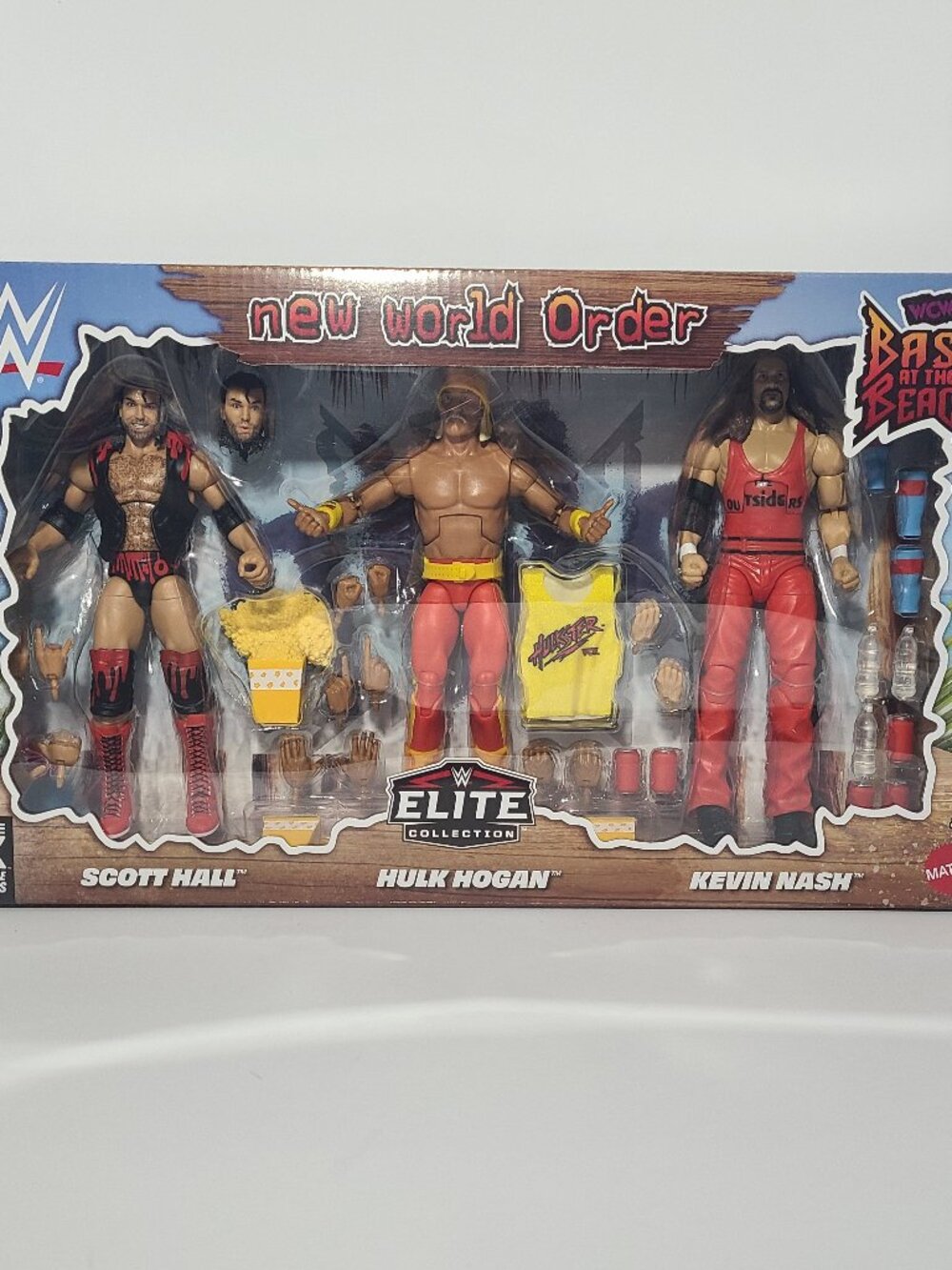 WWE Elite nWo 3-Pack Scott Hall Hulk Hogan Kevin Nash WCW Bash at the Beach New